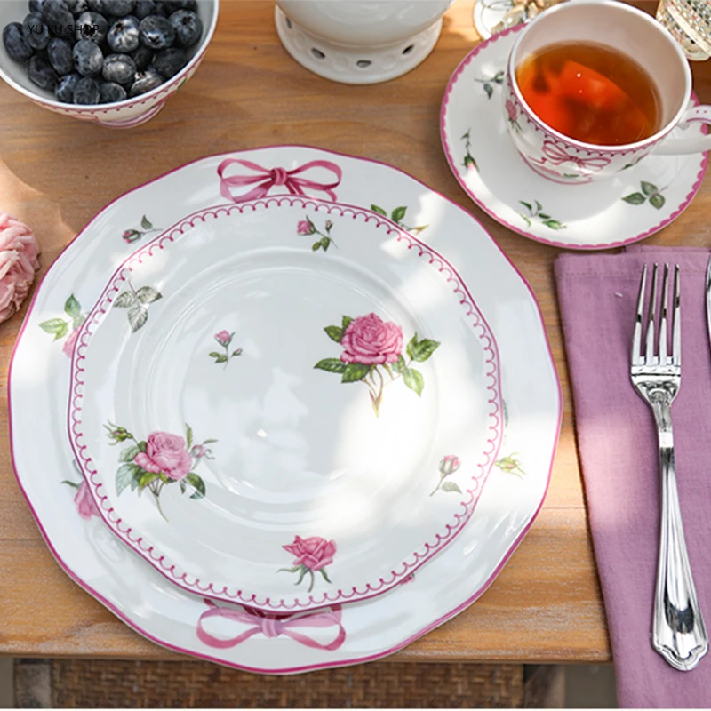 Coffee Equipment Set - French Rose Cutlery Bone China Bowl